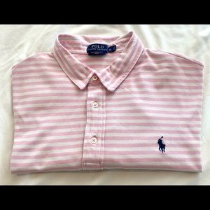 Men’s Ralph Lauren Polo Striped Feather Weight Mesh Short Sleeve Shirt
